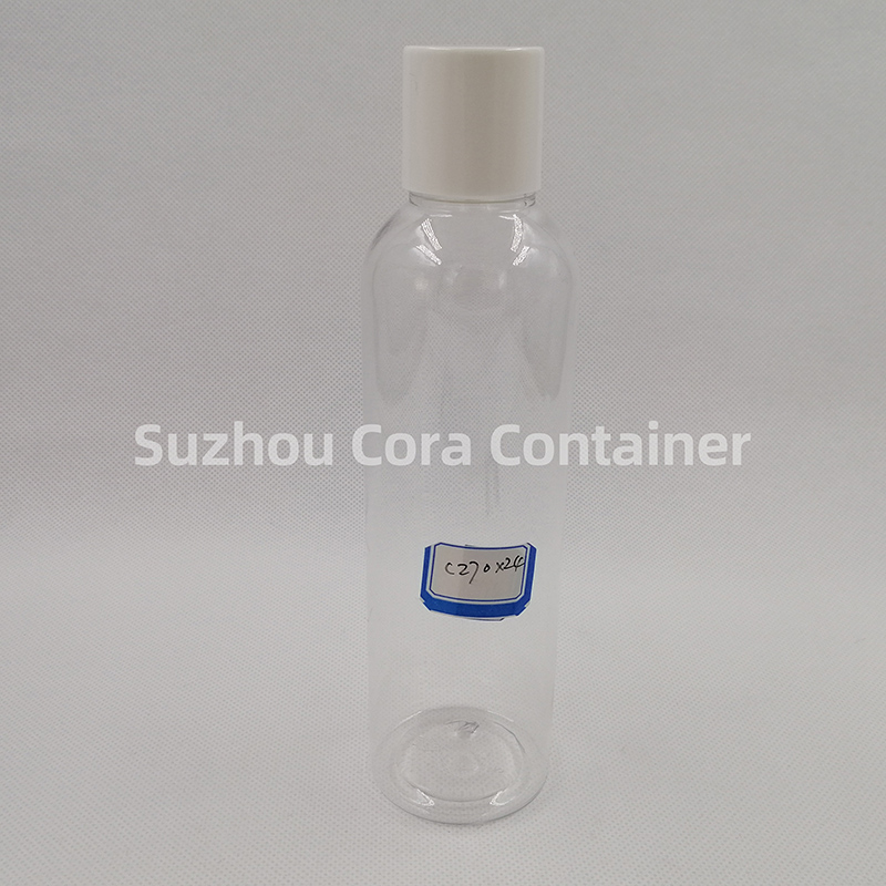 キャップをねじっている270 mlの首サイズ24 mmのPETプラスチック化粧瓶